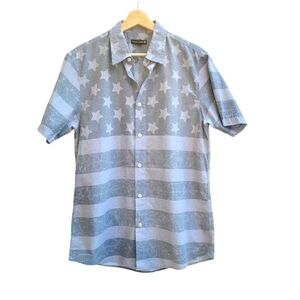 American Flag in Grey Tones Button-down Shirt, Size Medium